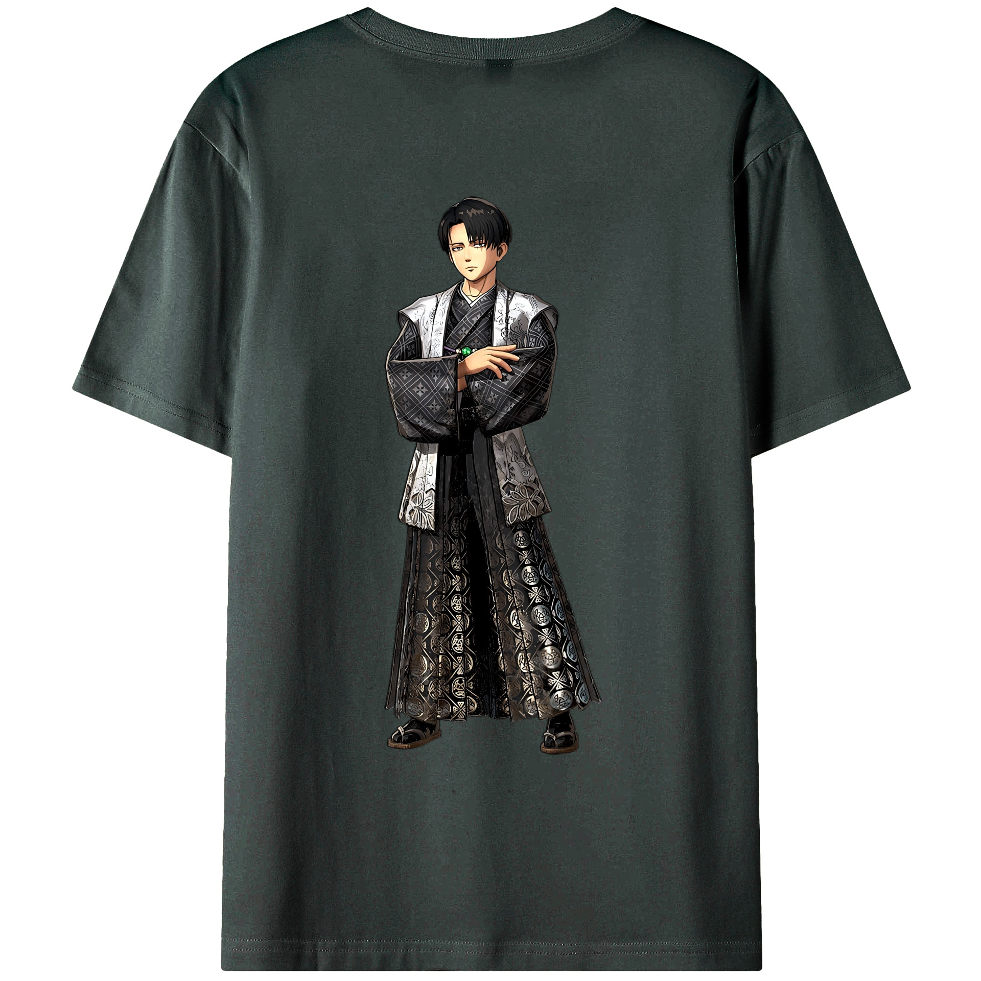 （画像用） 進撃の巨人 リヴァイ·アッカーマン Attack on Titan Levi Ackerman 綿100％ メンズ半袖Tシャツ（バックプリント） 通気性